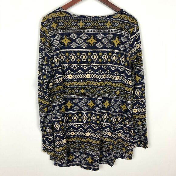 Lularoe Navy Blue Gold Print Long Sleeve Blouse Top Women's Plus Size 2XL - Picture 4 of 4